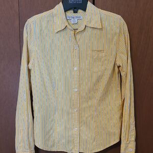 Polo Jeans Company Ralph Lauren Womens Long Sleeve Yellow Stripe Shirt SZ S